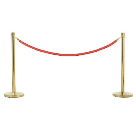 Us Weight Brass Stanchions w/Red Velvet Ropes, 2, PR U2141